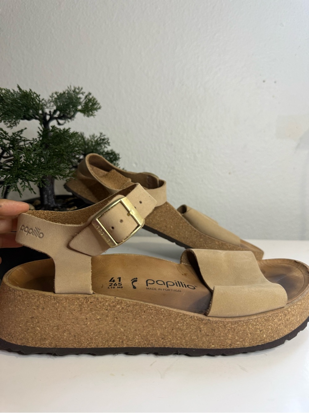 Birkenstock Papillio Glenda women size 10 Beige Cork Platform Sandals - Picture 2 of 7
